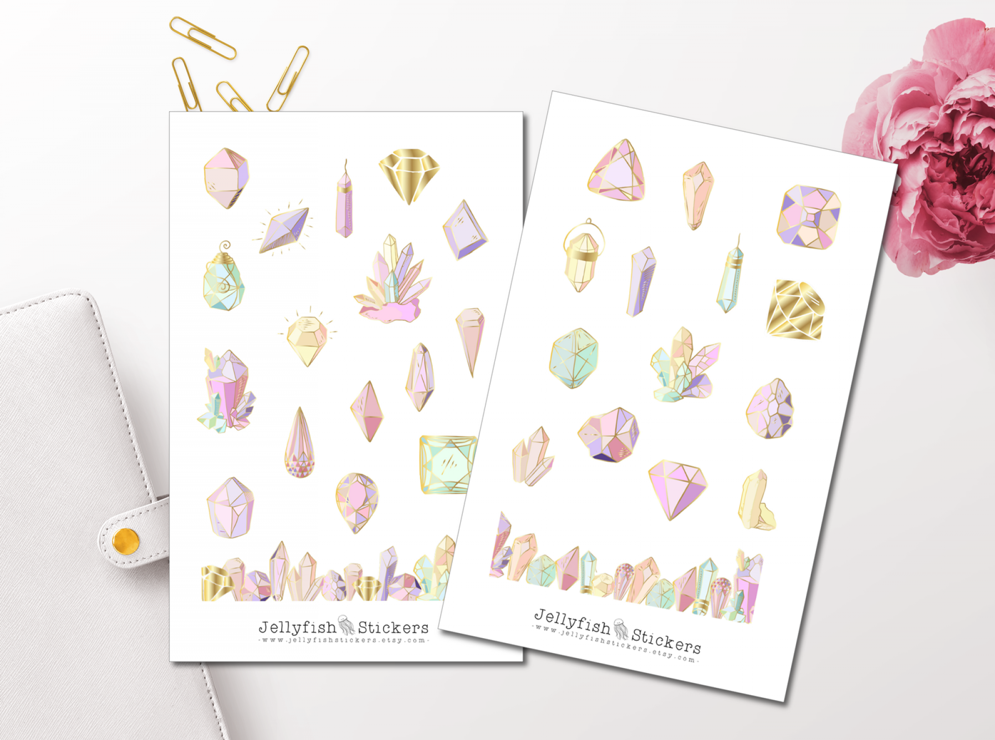 Pastell Kristalle Sticker Set